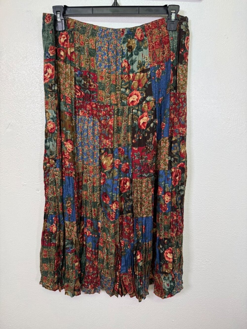 Koret City Vintage Patchwork Floral Boho A-Line Skirt Modest Prairie Cottage XL